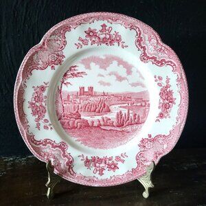 Johnson Bros Old Britain Castles "City of Exiter" Pink Dessert Plate *Crazing